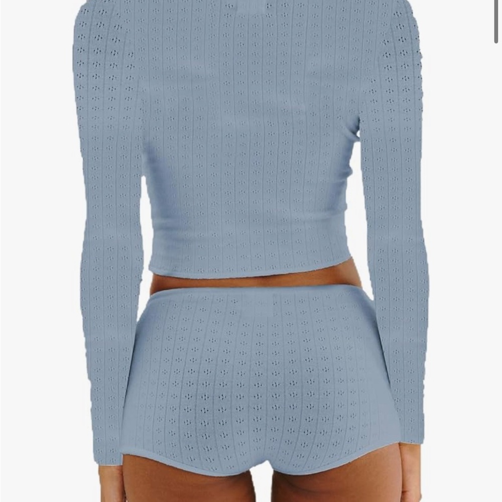 Blue Knit Two-Piece Set - Picture 2 of 3